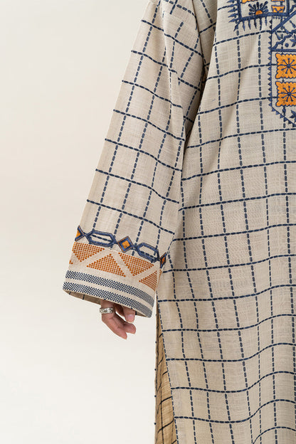 2 PIECE EMBROIDERED KHADDAR JACQUARD SUIT (PRET)