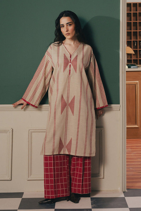BASIC KHADDAR JACQUARD SHIRT (PRET)