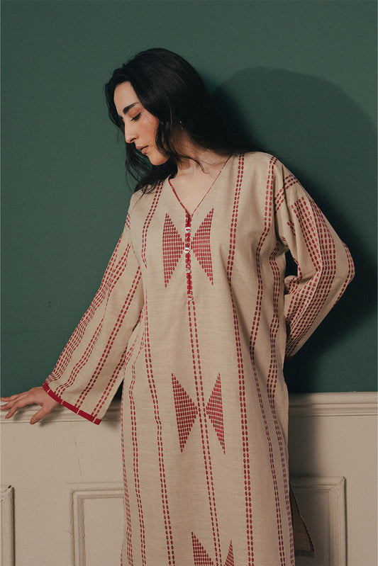 BASIC KHADDAR JACQUARD SHIRT (PRET)