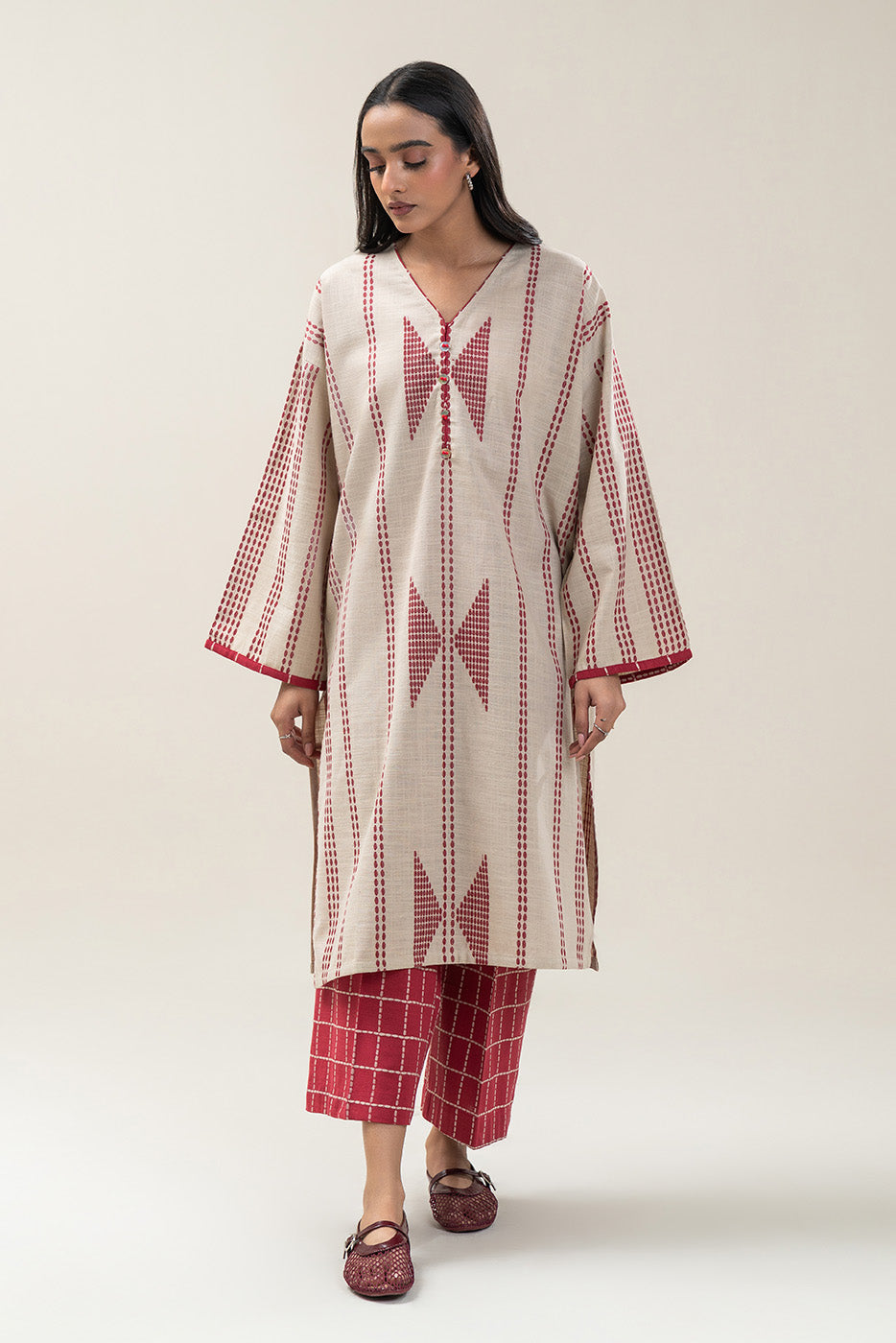 BASIC KHADDAR JACQUARD SHIRT (PRET)