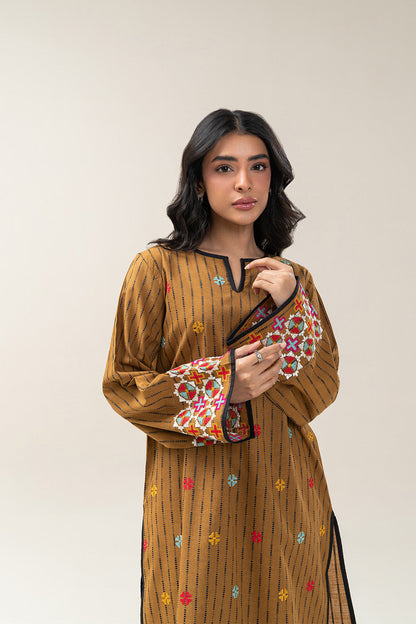2 PIECE EMBROIDERED KHADDAR JACQUARD SUIT (PRET)