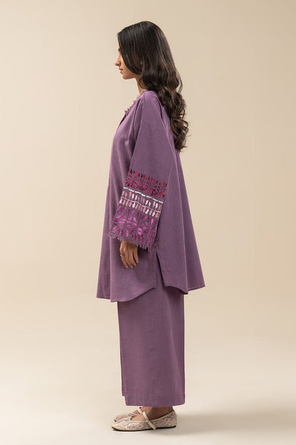 2 PIECE EMBROIDERED TWO WAY SLUB SUIT (PRET)