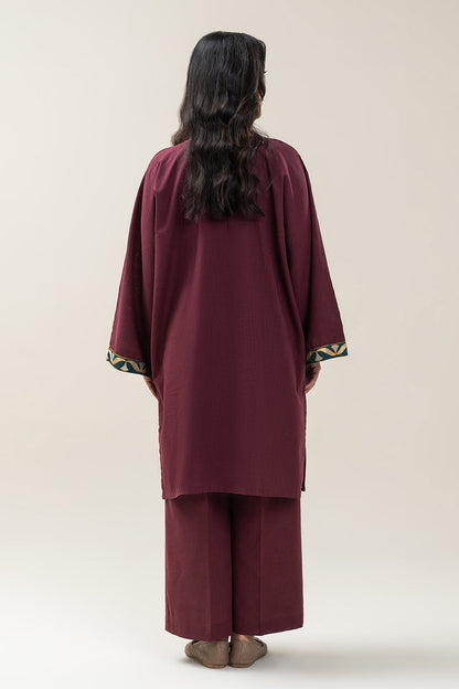 2 PIECE EMBROIDERED TWO WAY SLUB SUIT (PRET)