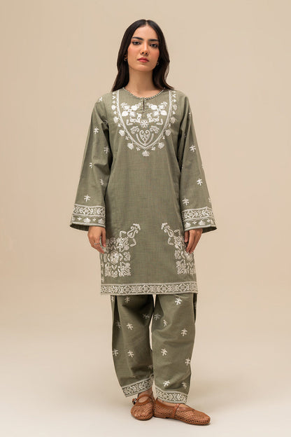2 PIECE EMBROIDERED TWO WAY SLUB SUIT (PRET)