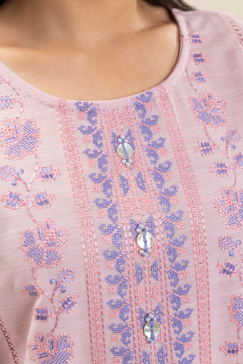2 PIECE EMBROIDERED SLUB KHADDAR SUIT (PRET)