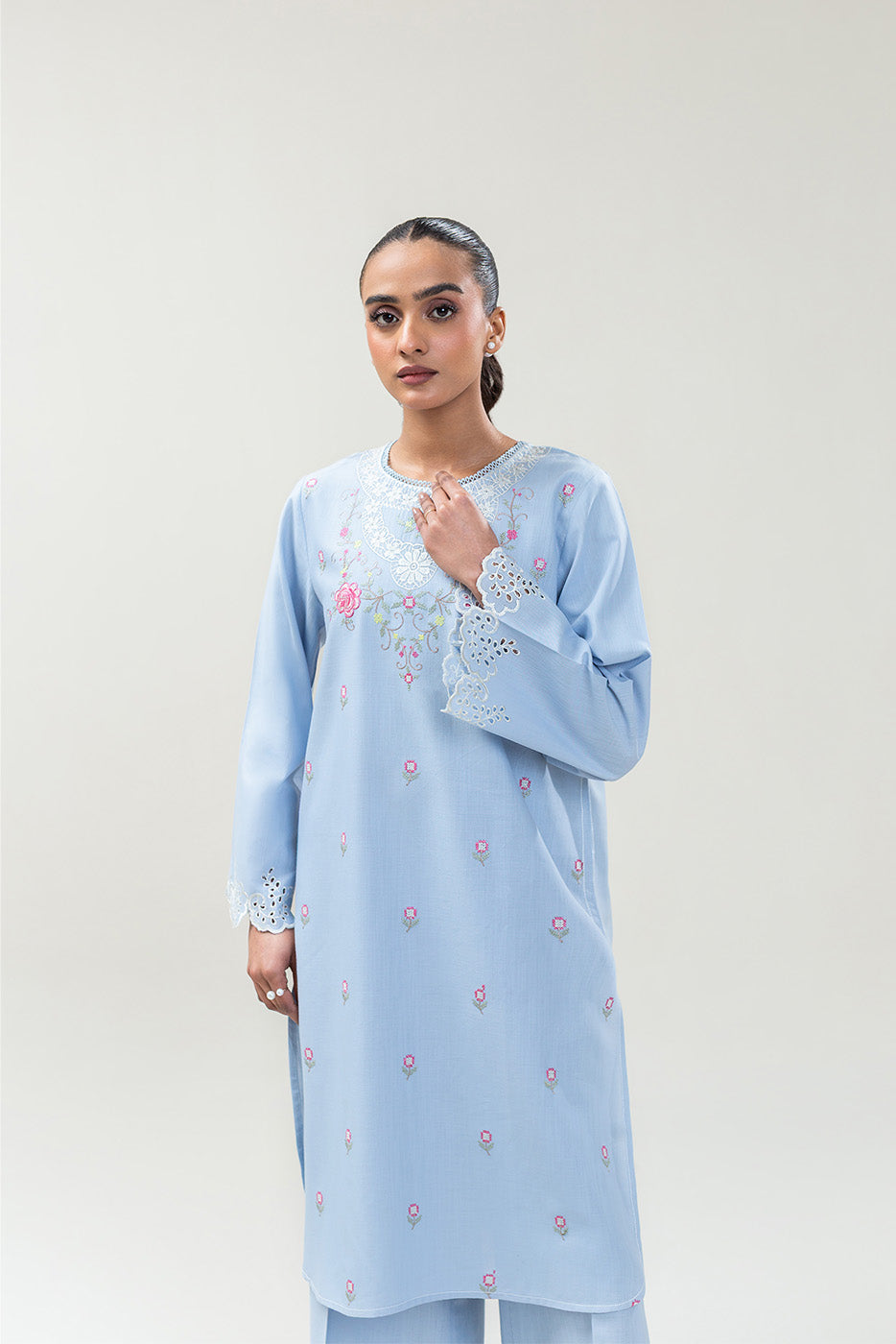 2 PIECE EMBROIDERED SLUB KHADDAR SUIT (PRET)
