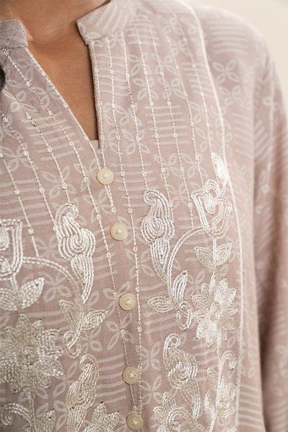 EMBROIDERED YARN DYED SELF JACQUARD SHIRT (PRET)