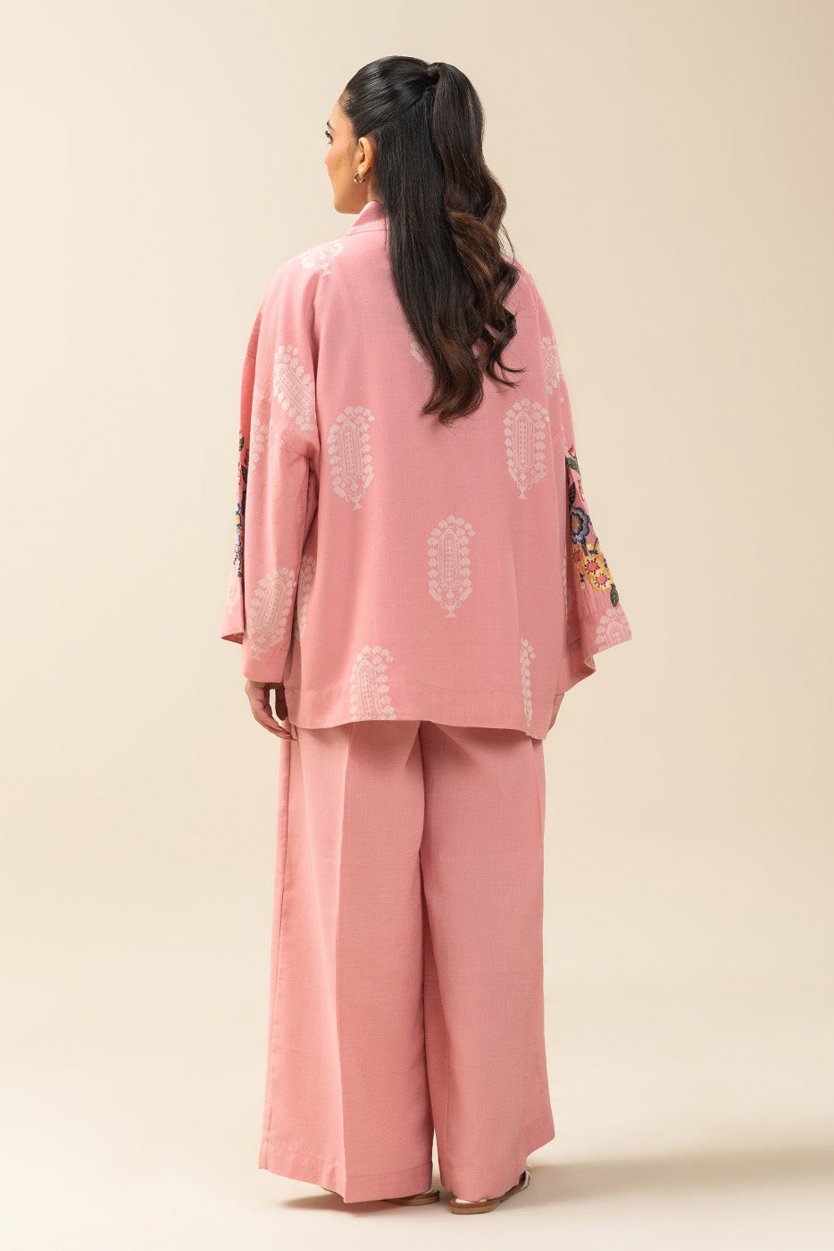 2 PIECE EMBROIDERED SELF JACQUARD SUIT (PRET)