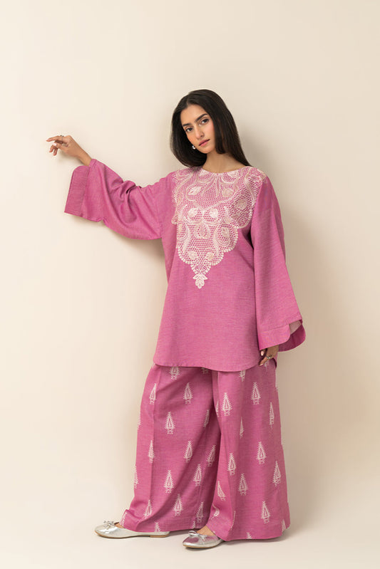 EMBROIDERED YARN DYED SELF JACQUARD SHIRT (PRET)