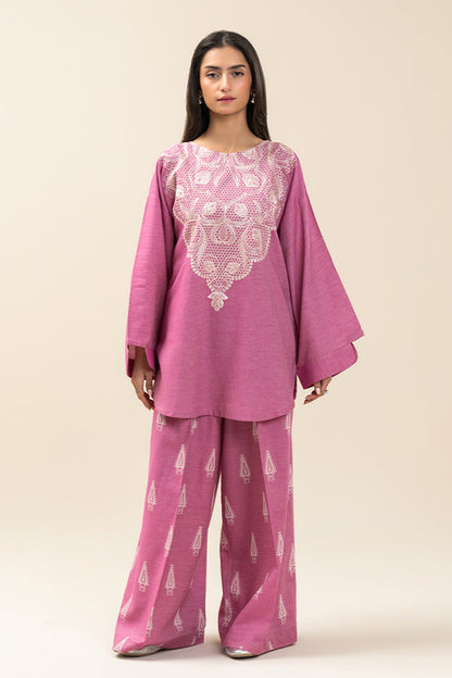 EMBROIDERED YARN DYED SELF JACQUARD SHIRT (PRET)