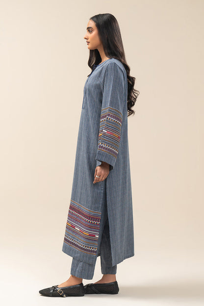 2 PIECE EMBROIDERED DOBBY SUIT (PRET)