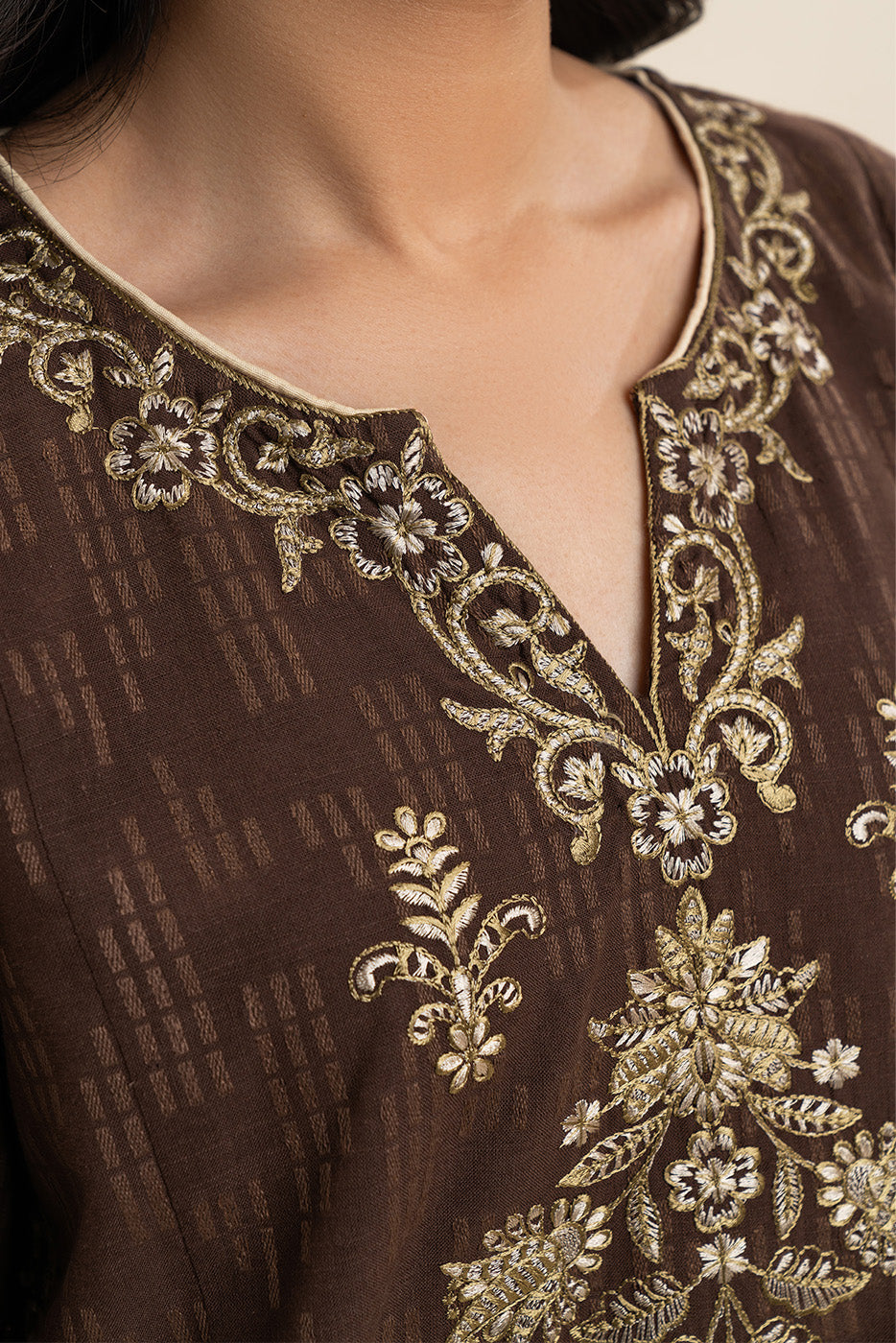 2 PIECE EMBROIDERED KHADDAR SUIT (PRET)