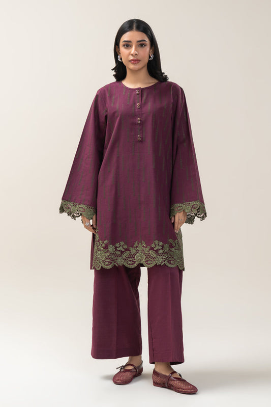 EMBROIDERED KHADDAR JACQUARD SHIRT (PRET)