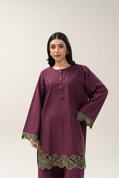 EMBROIDERED KHADDAR JACQUARD SHIRT (PRET)