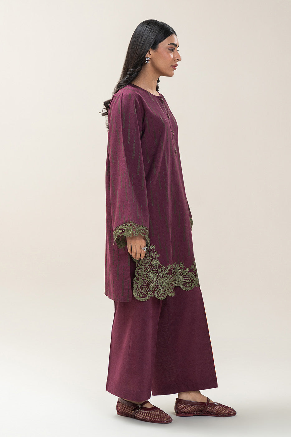 EMBROIDERED KHADDAR JACQUARD SHIRT (PRET)