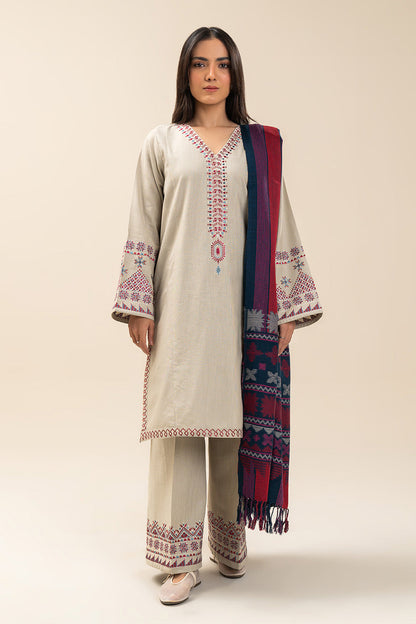2 PIECE EMBROIDERED SLUB KHADDAR SUIT (PRET)