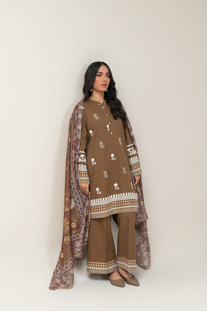 2 PIECE EMBROIDERED SLUB KHADDAR SUIT (PRET)