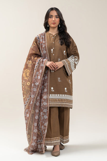 2 PIECE EMBROIDERED SLUB KHADDAR SUIT (PRET)