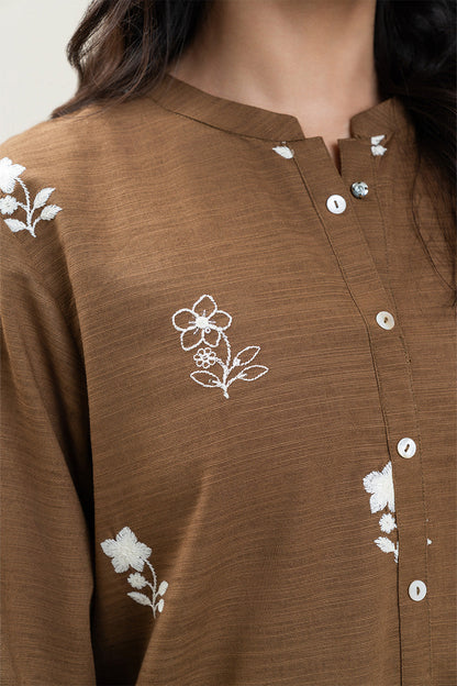 3 PIECE EMBROIDERED SLUB KHADDAR SUIT (PRET)
