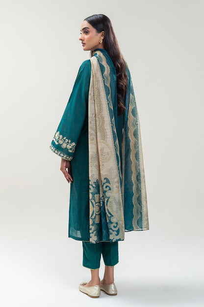 3 PIECE EMBROIDERED GOLD ZARI SUIT (PRET)