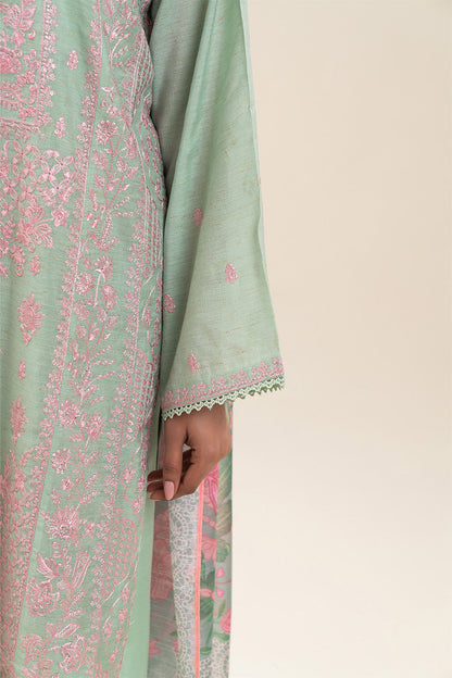 3 PIECE EMBROIDERED GOLD ZARI SUIT (PRET)