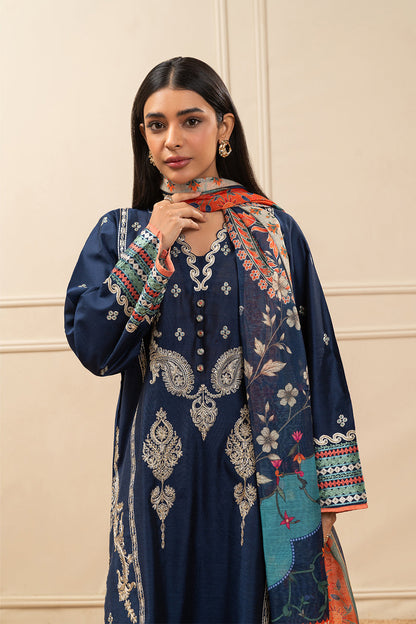 3 PIECE EMBROIDERED TWO TONE SUIT (PRET)