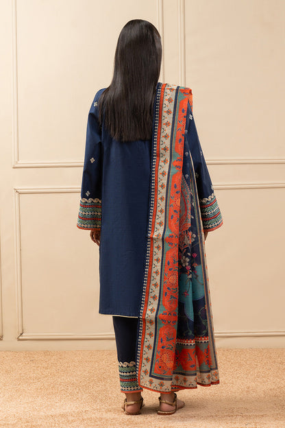 3 PIECE EMBROIDERED TWO TONE SUIT (PRET)