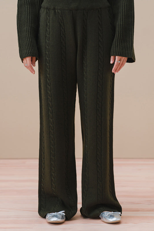 CABLE-KNIT WIDE LEG TROUSER