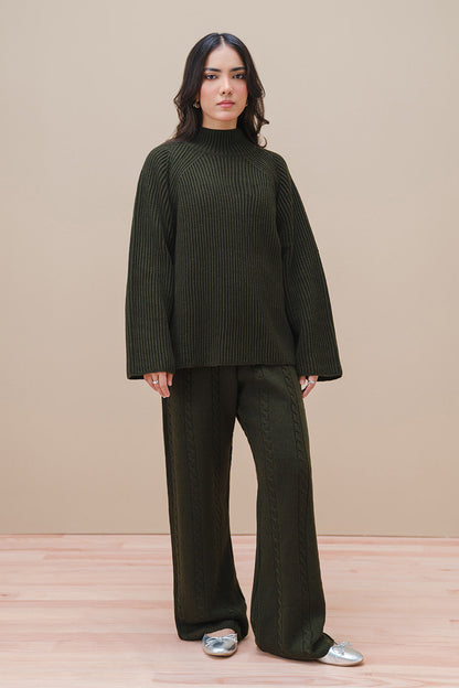 CHUNKY KNIT MOCK NECK PULLOVER