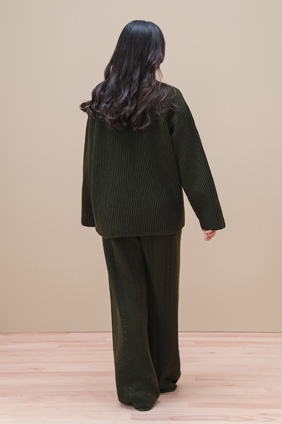 CABLE-KNIT WIDE LEG TROUSER