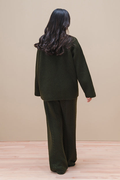 CABLE-KNIT WIDE LEG TROUSER
