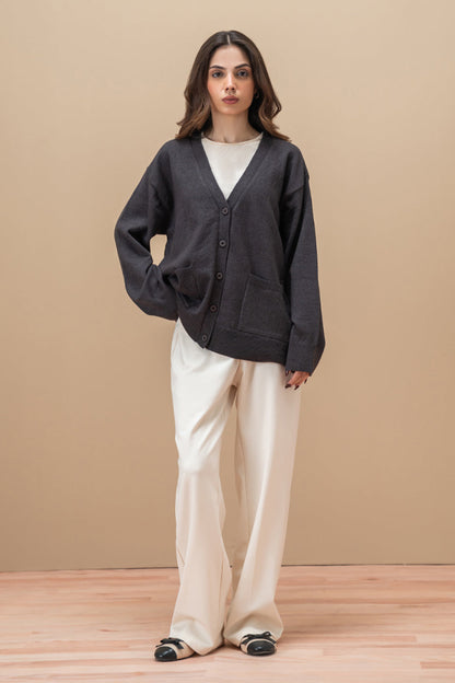 V-NECK LOOSE FIT CARDIGAN