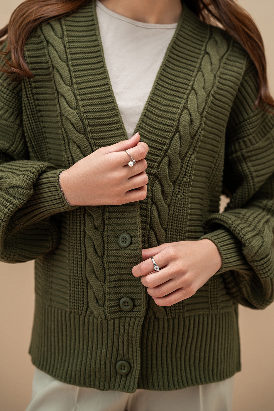 CABLE-KNIT CARDIGAN