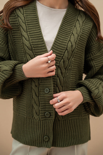 CABLE-KNIT CARDIGAN