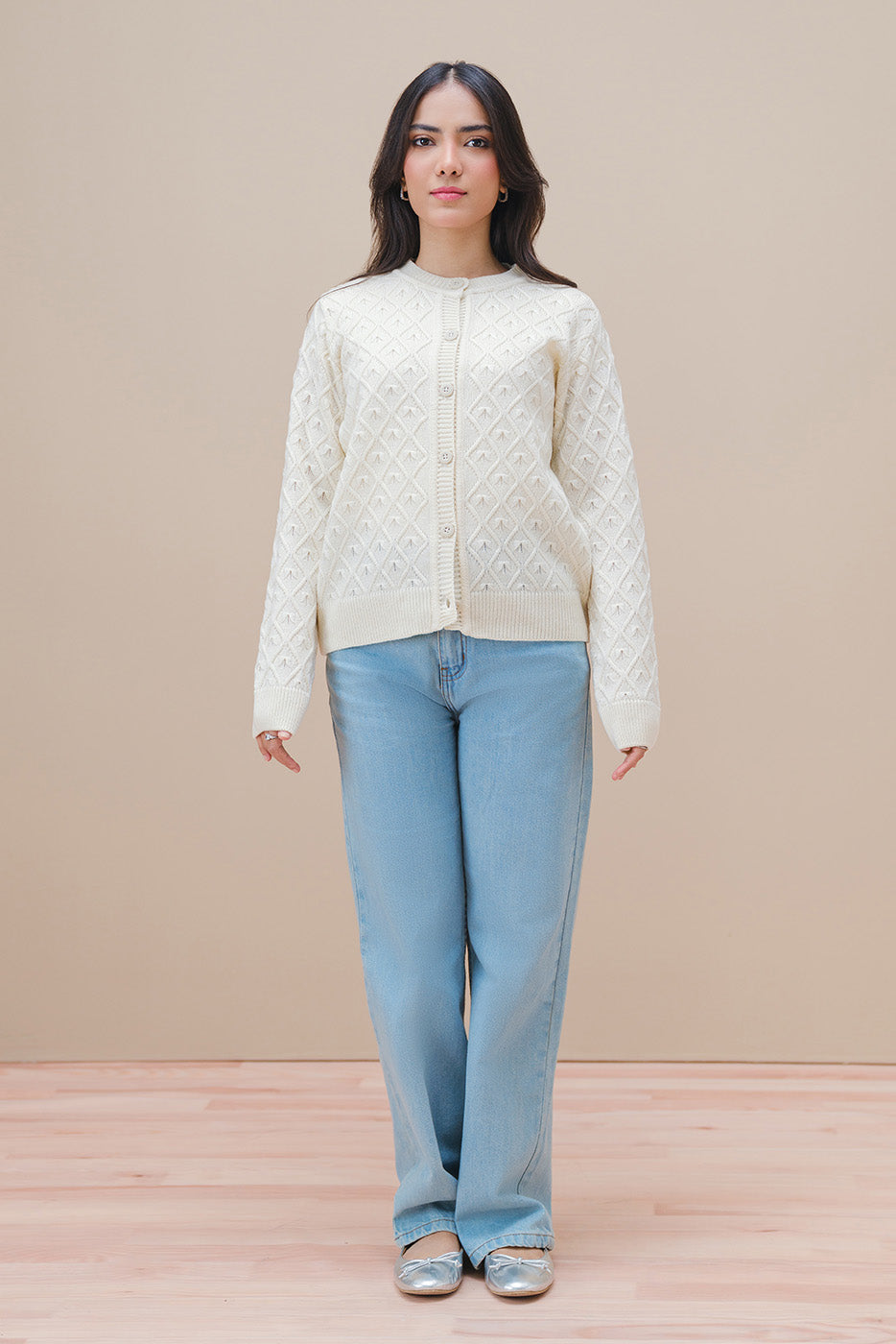 CREW NECK SLIM FIT CARDIGAN