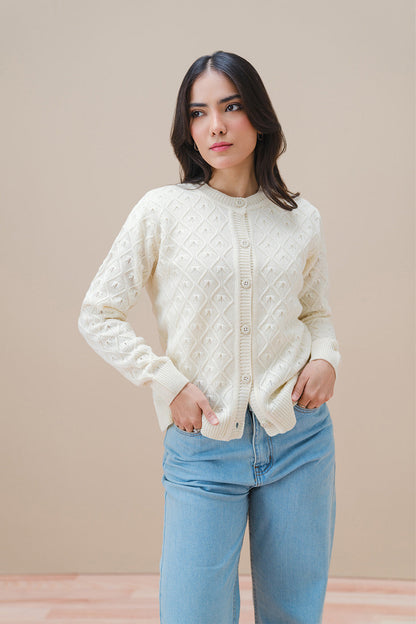 CREW NECK SLIM FIT CARDIGAN