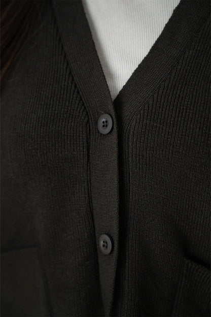 SIDE SLIT V-NECK CARDIGAN