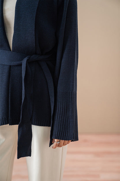SHAWL COLLAR BELT SHRUG
