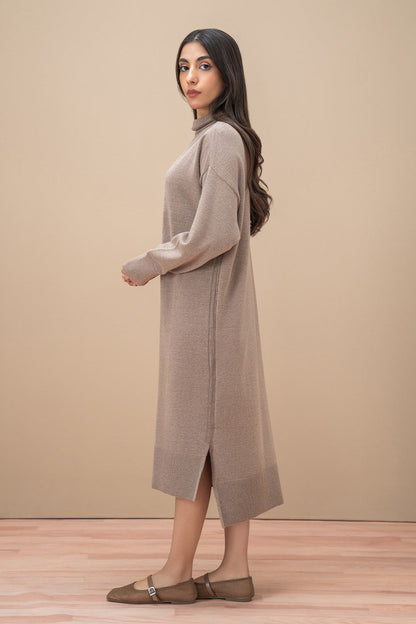TURTLE NECK SIDE SLIT DRESS