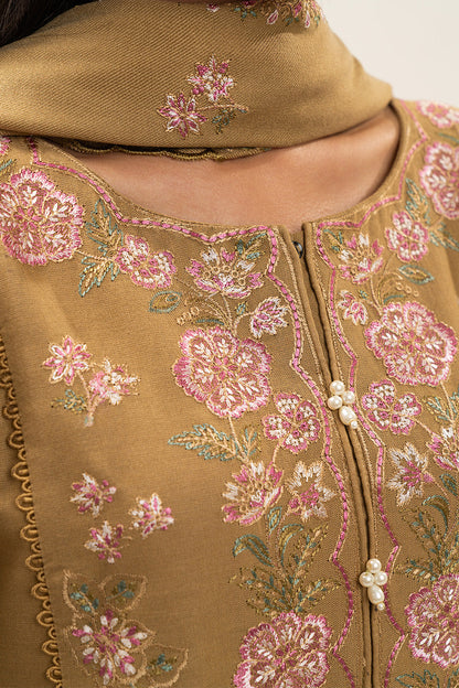 3 PIECE EMBROIDERED KHADDAR SUIT-DAISY FLORET (UNSTITCHED)