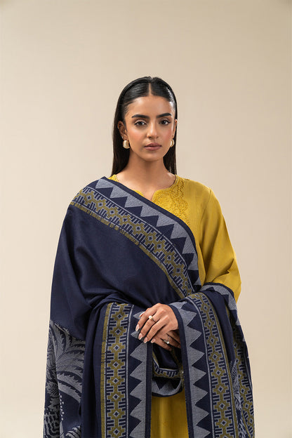 3 PIECE EMBROIDERED SLUB KHADDAR SUIT-MEDALLION BLISS (UNSTITCHED)