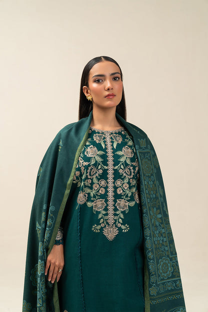 3 PIECE EMBROIDERED SLUB KHADDAR SUIT-DEEP PATELS (UNSTITCHED)