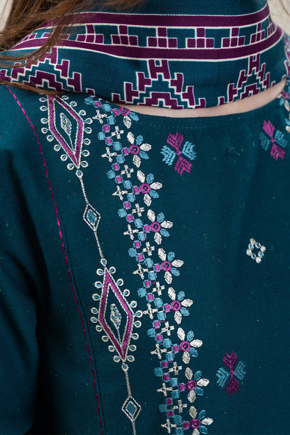 3 PIECE EMBROIDERED MULTI NAPS SUIT-IZNIK TEAL (UNSTITCHED)