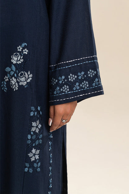 2 PIECE EMBROIDERED SLUB KHADDAR SUIT-MIDNIGHT BLUE (UNSTITCHED)