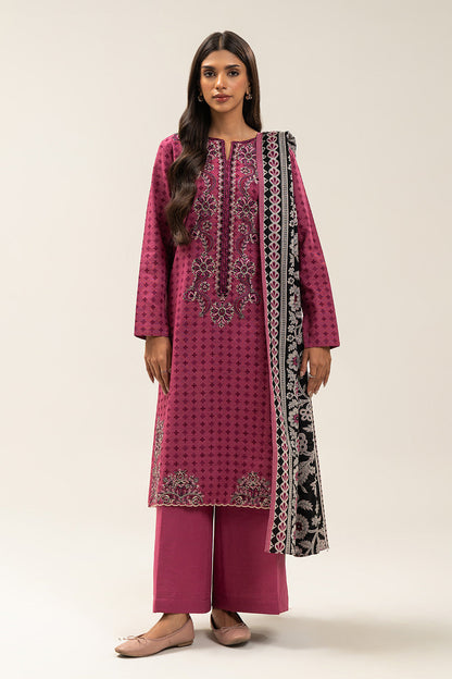 3 PIECE EMBROIDERED SLUB KHADDAR SUIT-CRIMSON EDGE (UNSTITCHED)