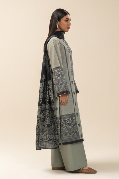 3 PIECE PRINTED SLUB KHADDAR SUIT-HIRA (UNSTITCHED)