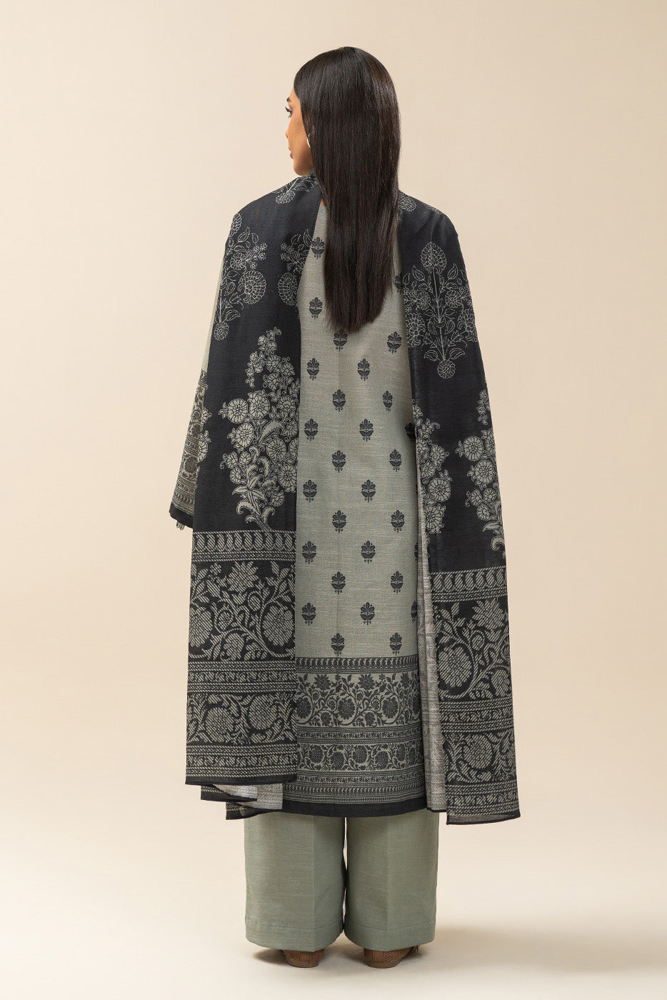 3 PIECE PRINTED SLUB KHADDAR SUIT-HIRA (UNSTITCHED)