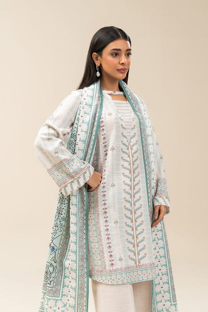 2 PIECE PRINTED SLUB KHADDAR SUIT-AURORAL LUSTRE (UNSTITCHED)