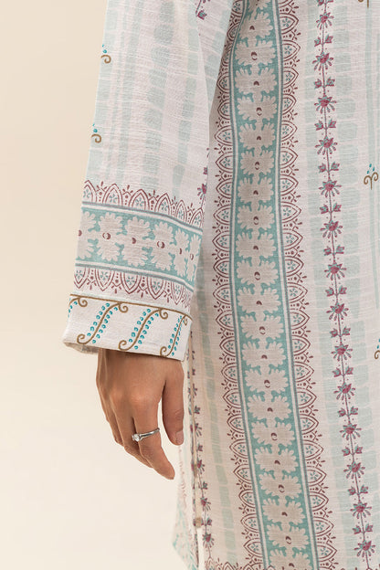 2 PIECE PRINTED SLUB KHADDAR SUIT-AURORAL LUSTRE (UNSTITCHED)