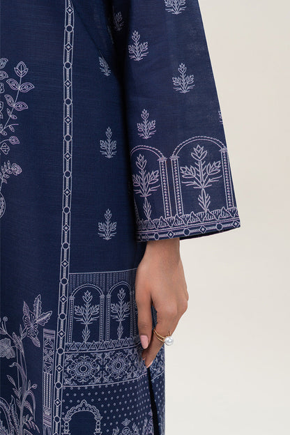 3 PIECE PRINTED SLUB KHADDAR SUIT-YALE NOIR (UNSTITCHED)